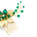 Pack Of 2 Delicate Wedding Side Hair Combs Gold & Green