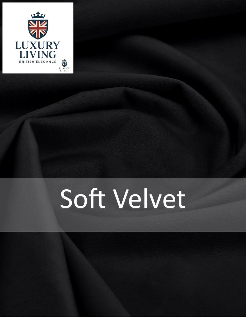 Triple Woven Blackout Velvet Ring Top Curtains with Cascading Diamante Studs Black