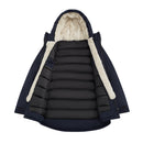 Winter Mid-Length Padded Coat Jacket With Removable Hood - Navy
