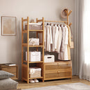 Livingandhome 101cm Multi-functional Wooden Coat Rack with Storage Drawers