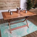 Outdoor 6 Person Folding Rectangular Wooden Garden Dining Table Chairs and 2 Benches Parasol and Base set
