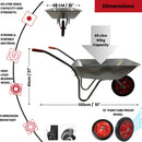 65 Litre 60kg Capacity Galvanised Samuel Alexander Metal Garden Wheelbarrow with Solid Puncture Proof Tyre