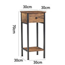 Livingandhome Industrial Side Table with Drawer and Shelf