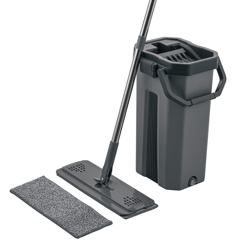 Lewis's Flat Mop with Bucket - Light Grey