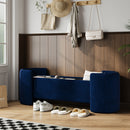 Livingandhome Blue Upholstered Storage Seat Bench