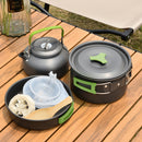 Breeins 9Pcs Portable Camping Cookware Set Outdoor Travel Picnic Pot Pan Cooking Kits