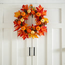 Large Autumn Wreath Door Decor with Assorted Maple Leaves