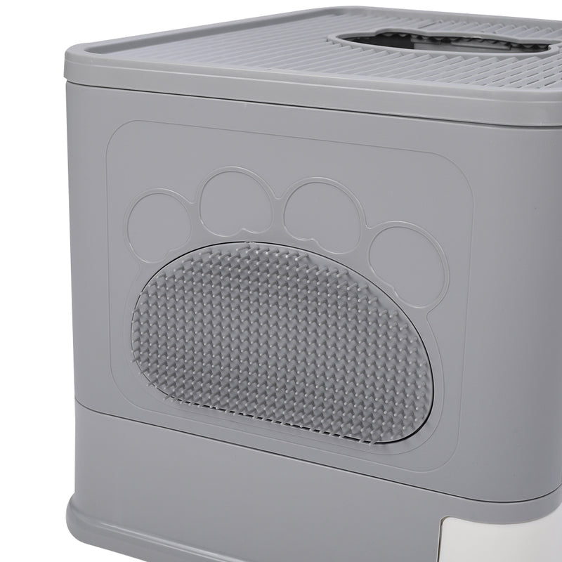 LivingandhomeEnclosed Folding Plastic Cat Litter Box with Scoop
