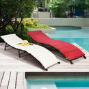 2PCS Folding Chaise Lounge with Double-sided Cushion - Red