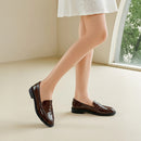 Casual Closed Toe Slip-on Penny Loafers With Low Heel - Brown