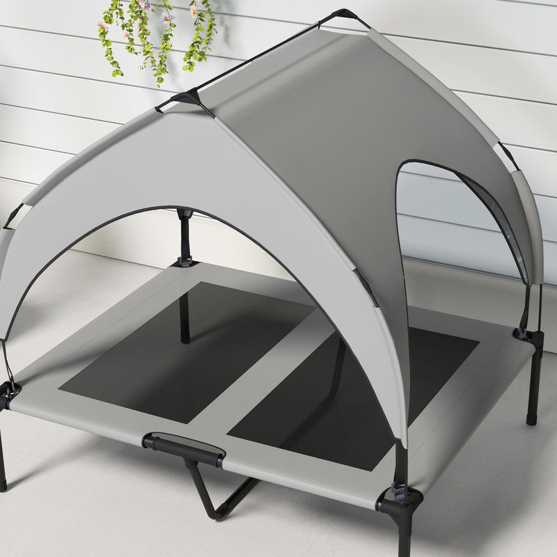 PawHut Cooling Raised Dog Bed w/ Breathable Mesh, Light Grey