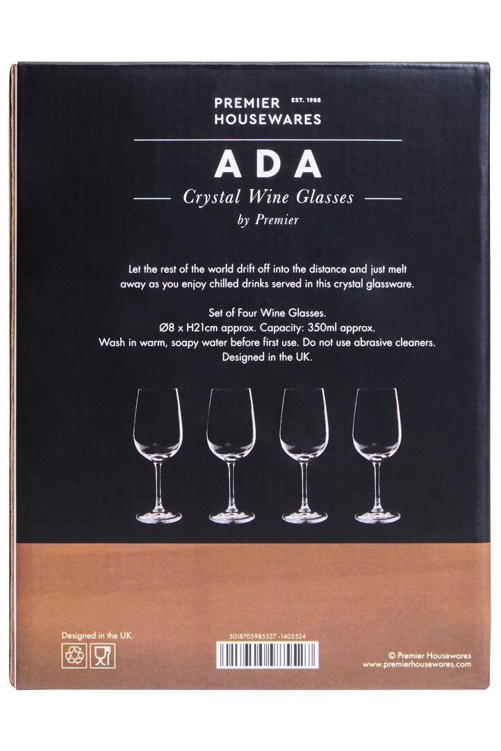 Ada Set of Four Crystal Wine Glasses