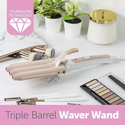 Bauer 22mm Triple Barrel Waver Wand Professional 3 Barrel Hair Waver Curler