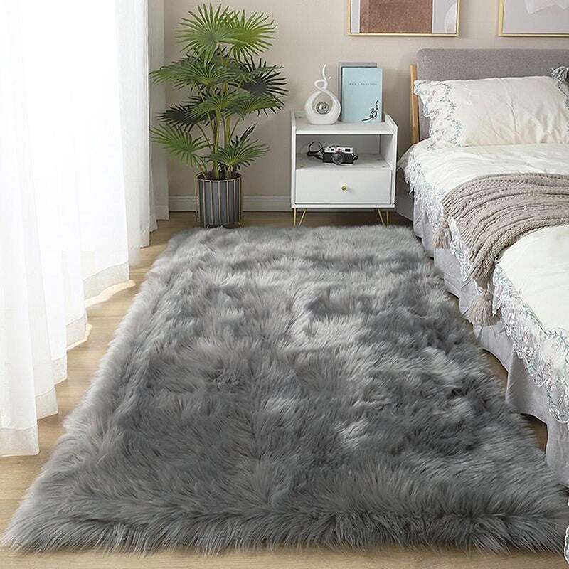 Lifeideas Grey Rectangular Shaggy Floor Rug