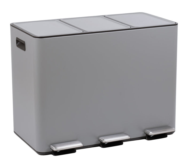 Rex 45L Matte Grey 3 Compartment Recycle Bin