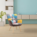 Livingandhome Tufted Button Linen Armchair With Wooden Legs