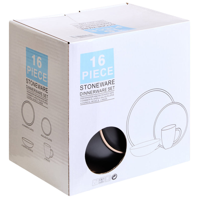 Elmira 16 Piece Black Stoneware Dinner Set