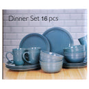 Elmira 16 Piece Dark Blue Stoneware Dinner Set With Grooves