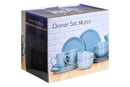 Elmira 16 Piece Dark Blue Stoneware Dinner Set With Grooves