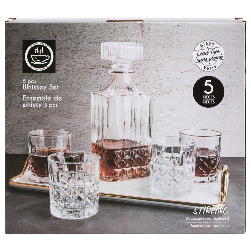Dayla Diamond Pattern Decanter With Four Glasses