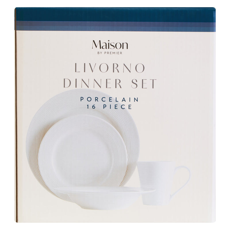 Avie 16 Pc Ribbed Dinner Set
