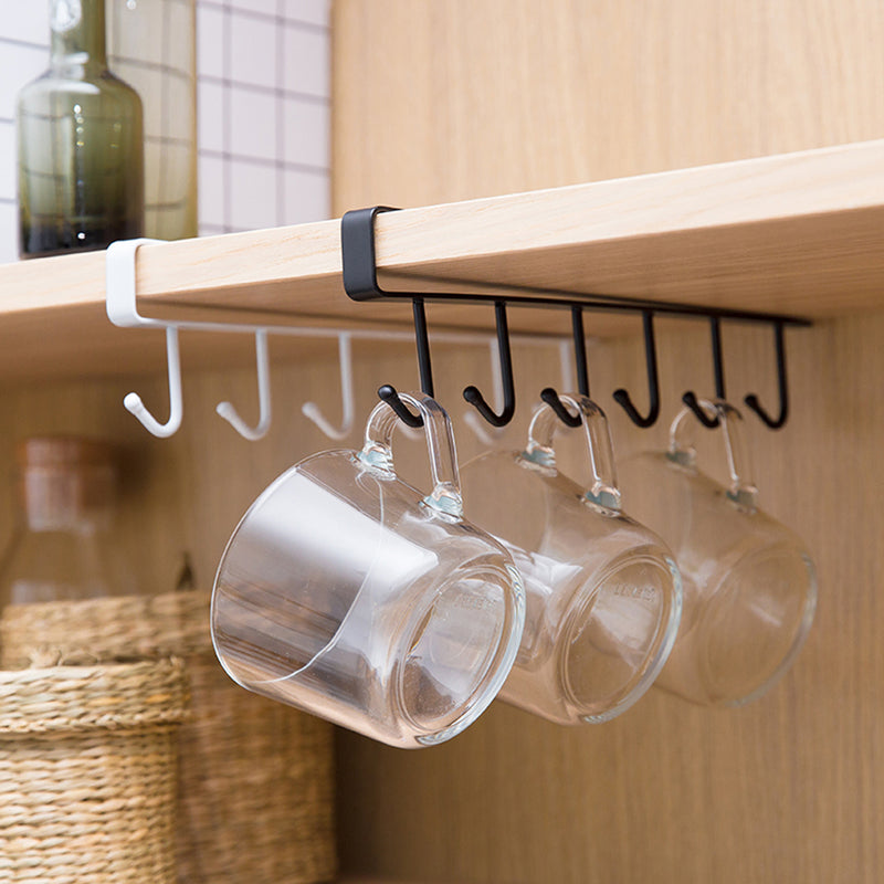 Lifeideas Cups Storage 6 Hooks Kitchen Utensil Hanging Hook Rack Holder Under Cabinet Closet
