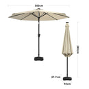 Garden Sanctuary Large Solar Powered LED Patio Umbrella for Outdoor Garden Patio with Base