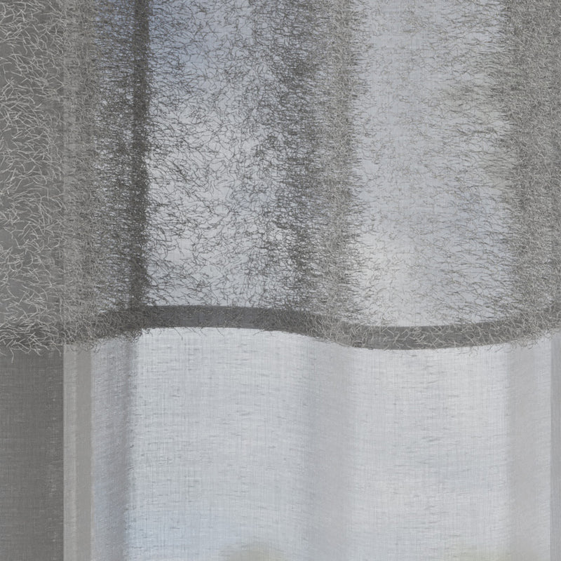 Andorra Grey Textured Header Sheer Voile Panels - Pair