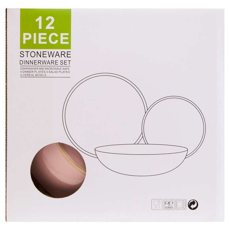 Elmira 12 Piece Pink Dinner Set