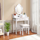 Livingandhome Dressing Table Set with Oval Mirror and Storage