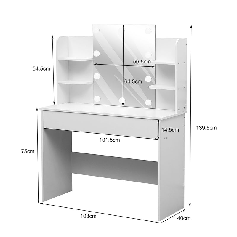 Livingandhome Lighted Dressing Table with Shelves