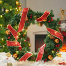Livingandhome Red Ribbon Lighted Wreath Hanging Xmas Decor