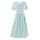 V-Neck Short Sleeve Summer Midi Dress with Pockets
