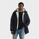 Winter Mid-Length Padded Coat Jacket With Removable Hood - Navy
