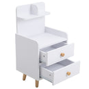 Livingandhome Wooden 2-Drawer Bedside Table Nightstand with a Shelf and Wooden Legs