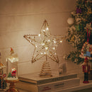 Lifeideas Modern Metal Pre-Lit Star Christmas Tree Topper with Beads