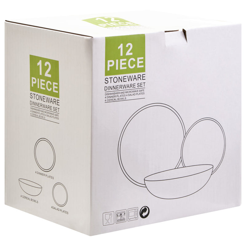 Elmira 12 Piece  Brown Stoneware Dinner Set