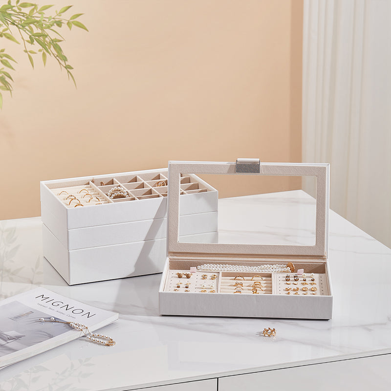 Sheonly 4-Tier Jewellery Storage Box with Transparent Lid