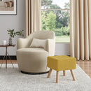 Livingandhome Square Linen Footstool with Pine Legs