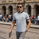 Turn Down Collar Short Sleeve Polo Shirt - Grey
