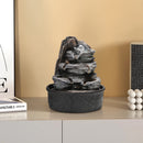 Garden Sanctuary Tiered Rock Cascading Tabletop Water Fountain with LED Crystal Ball