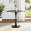 Livingandhome Modern Round Wooden Table with Metallic Base