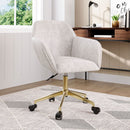Livingandhome Velvet Upholstered Home Office Swivel Task Chair with Flared Arms