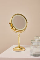 Cassini Gold Finish LED Small Table Mirror