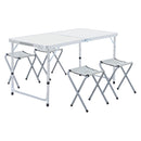 Livingandhome Folding Picnic Table with 4 Stools Portable Lightweight Aluminum Table Stools Set