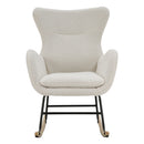 Livingandhome Comfy White Sherpa Rocking Chair with Armrests