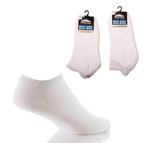 Prohike Mens 3pck Trainer Socks - White