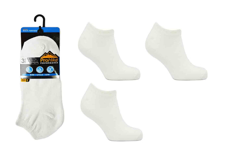 Prohike Mens 3pck Trainer Socks - White