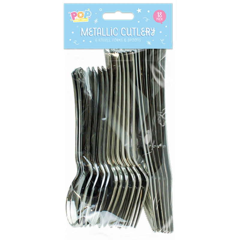 Pop Disposable Metallic Cutlery - 18 pack