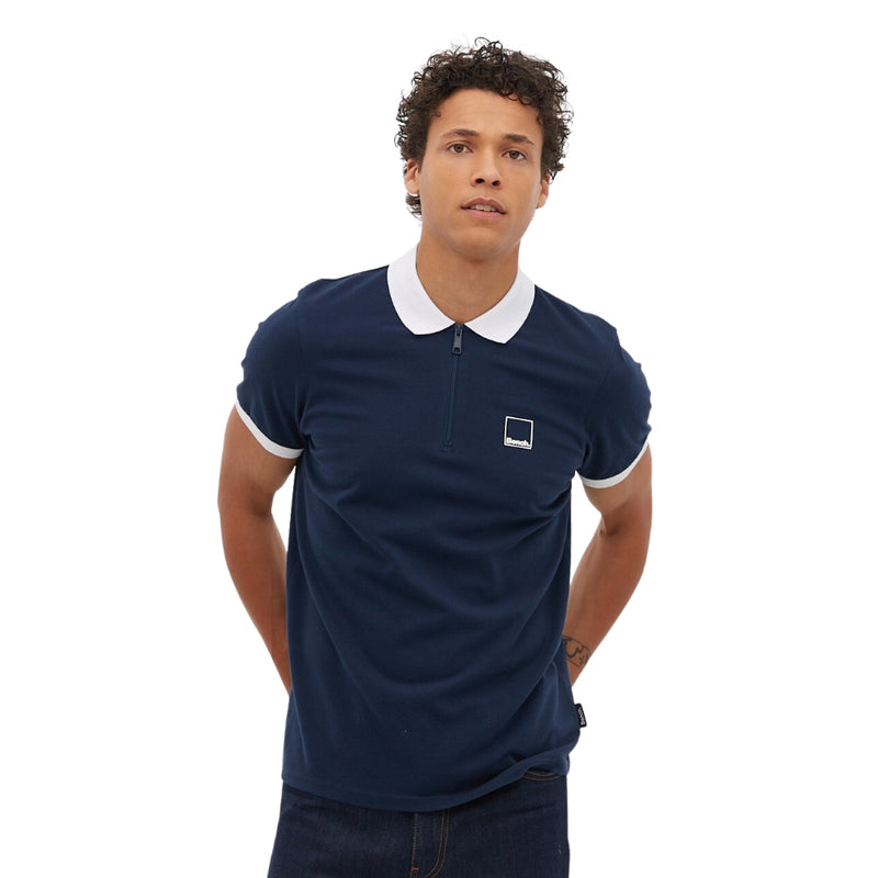 Bench Rostock Zip Neck Polo  - Navy Blue